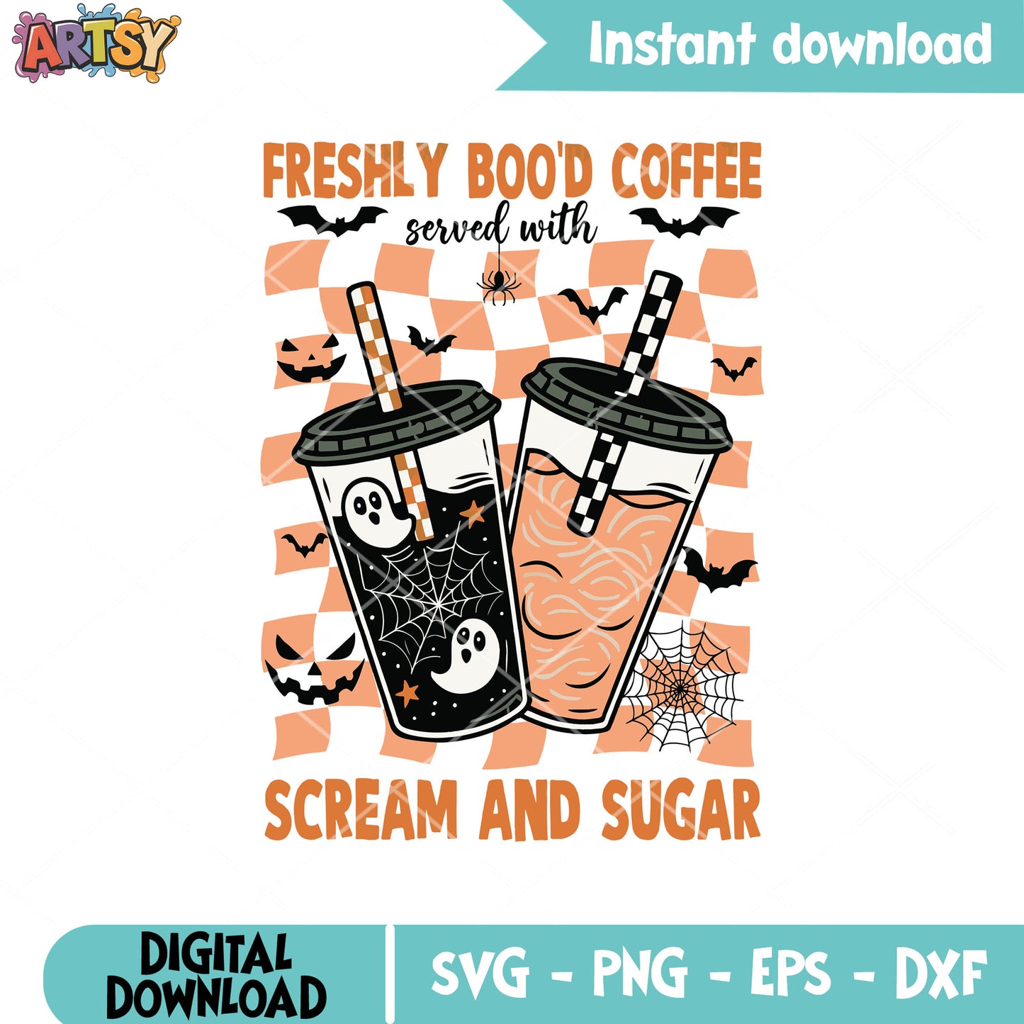 Freshly bood coffee svg, coffee halloween svg, spooky coffee​ svg