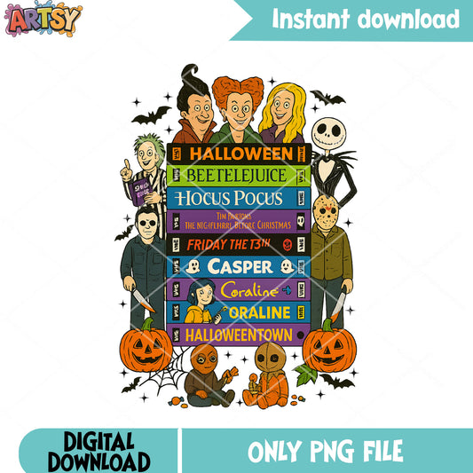 Friday the 13th movie png, hocus pocus png, halloween scary png