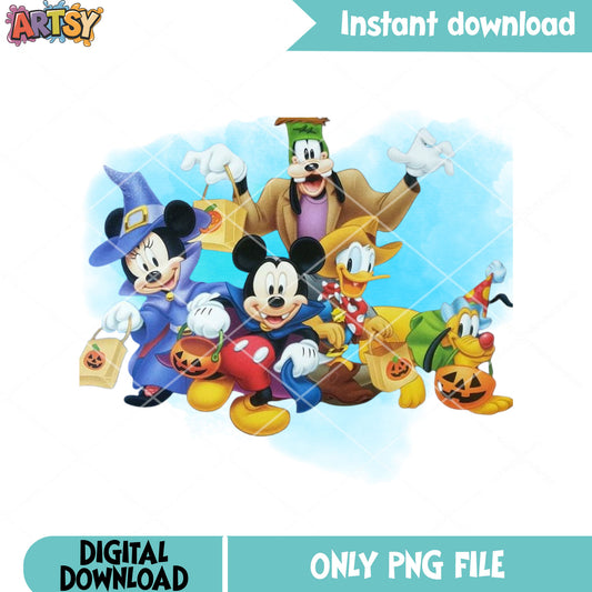 Friends and Mickey png, frenkeinsten costume png, disney character png