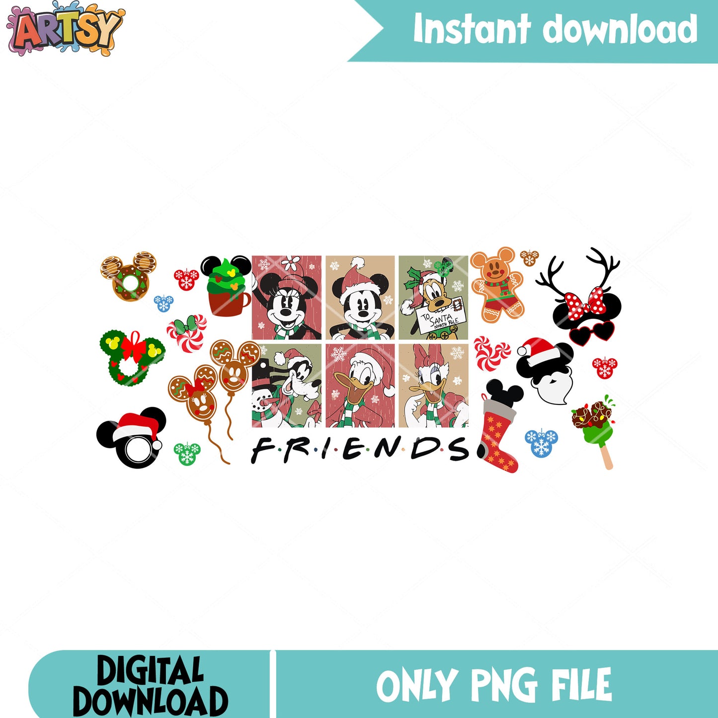 Friends disney christmas png, disney christmas png, christmas gifts png