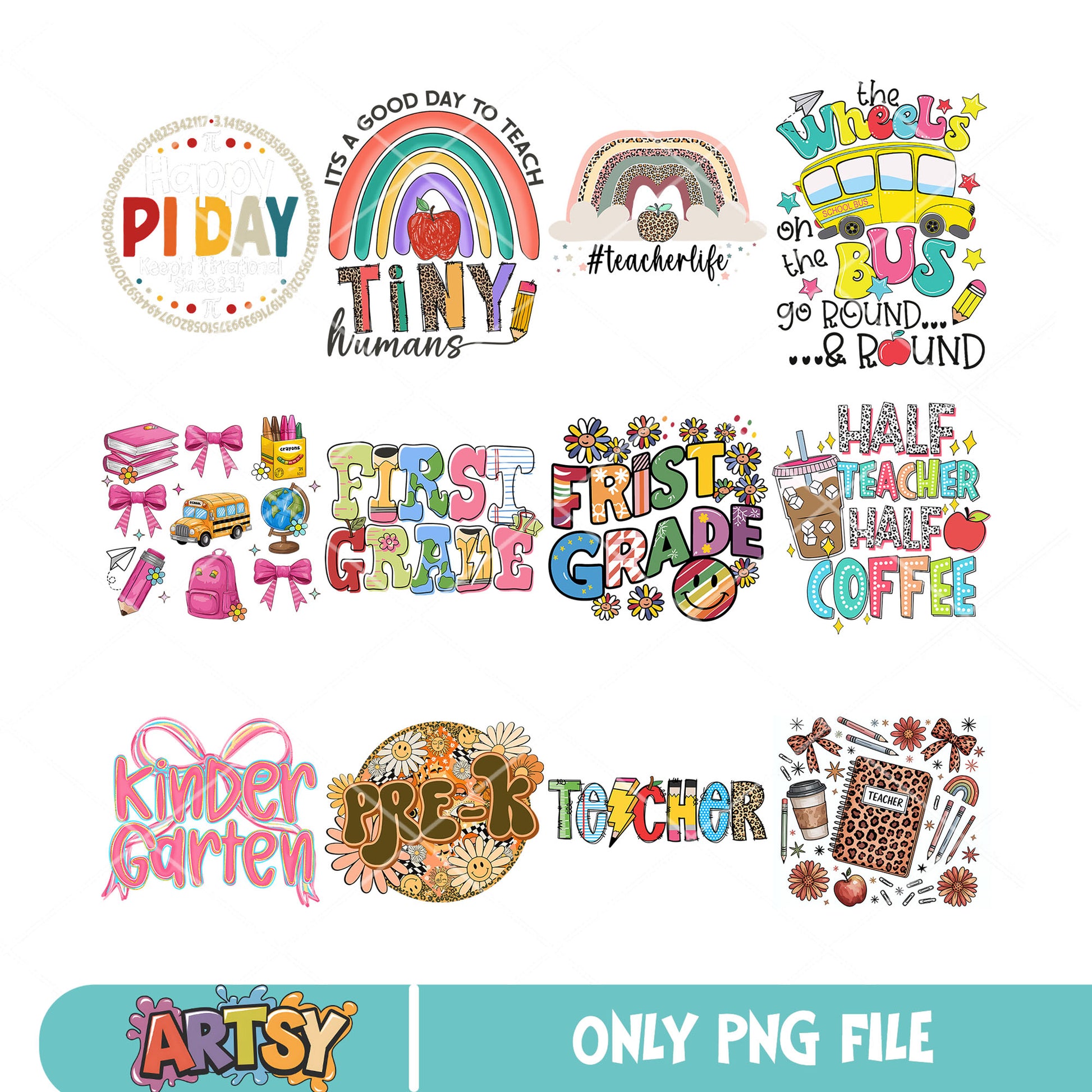 Frist grade in school png bundle, bus school png, school quotes png