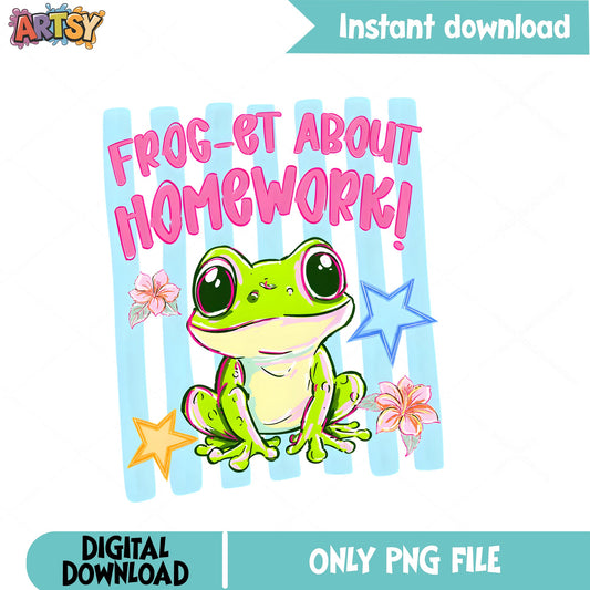 Frog-Et About Homework Cute Frog PNG, Funny School PNG, Kids PNG