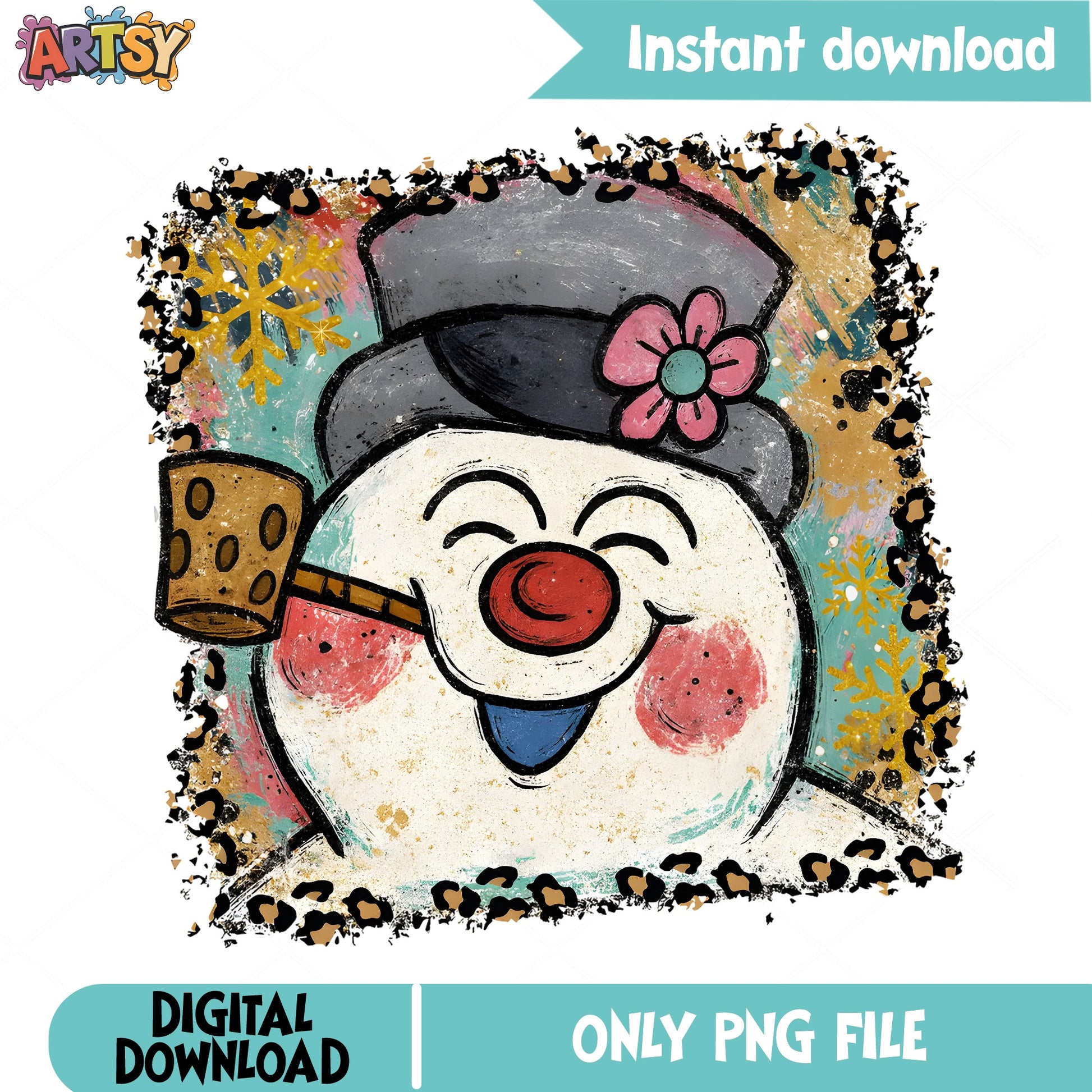Frosty The Snowman PNG, Christmas Snowman Sublimation, Winter Holiday PNG