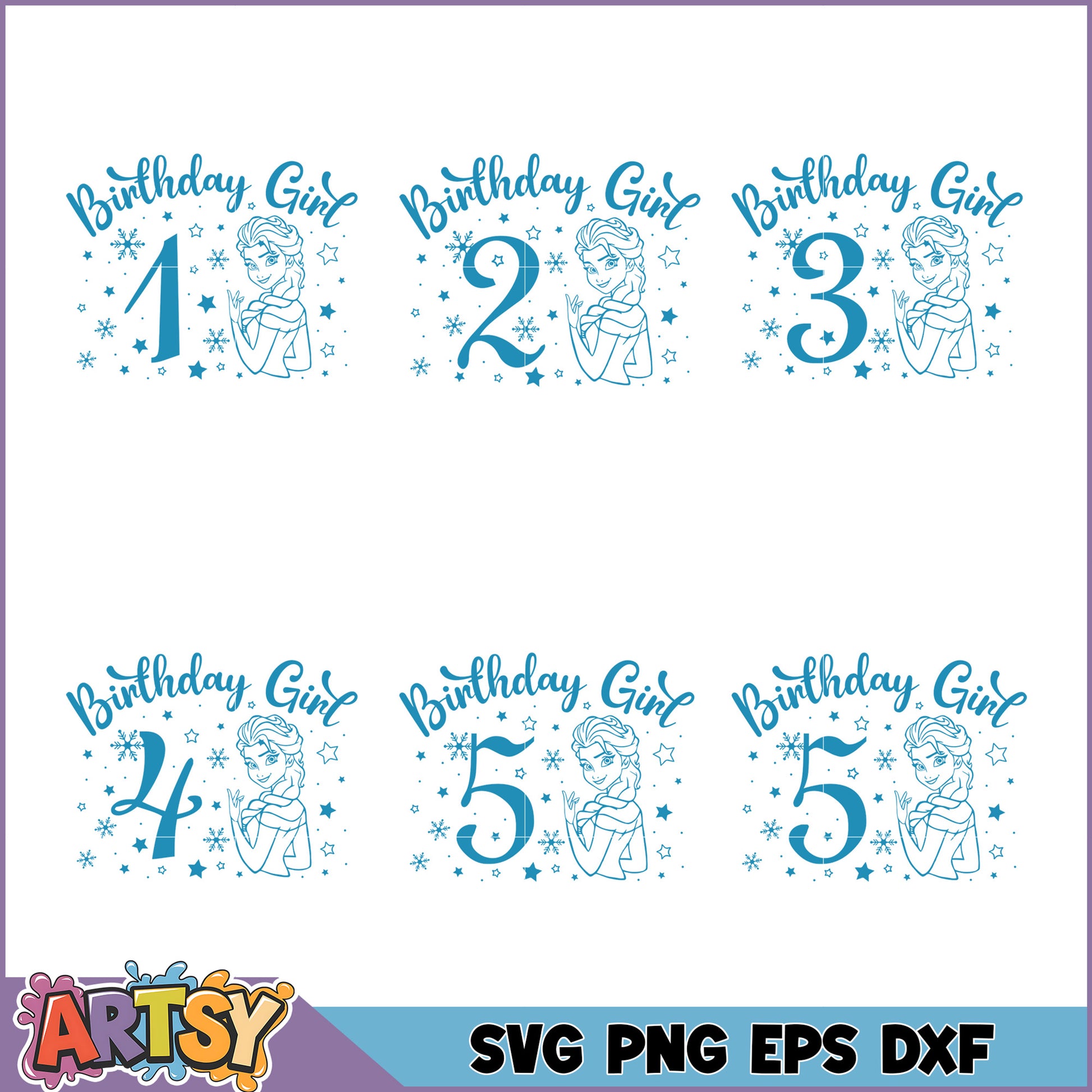Frozen Birthday Girl SVG Bundle 1-5