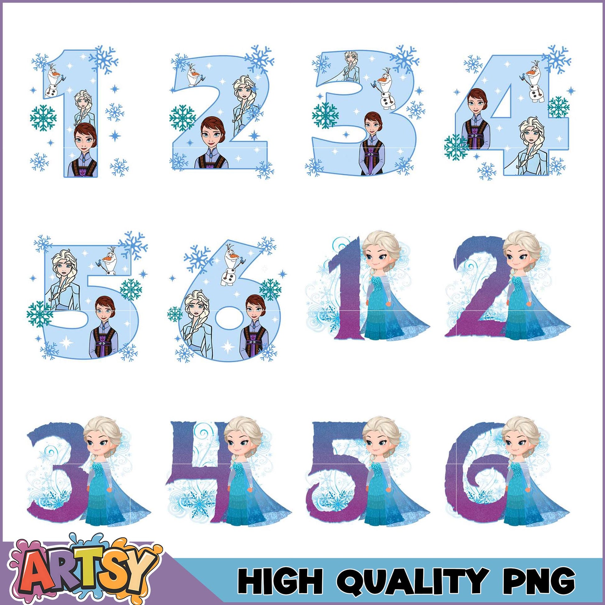 Frozen Numbers PNG Bundle High Quality Images