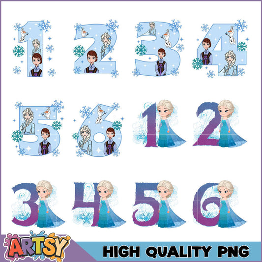 Frozen Numbers PNG Bundle High Quality Images