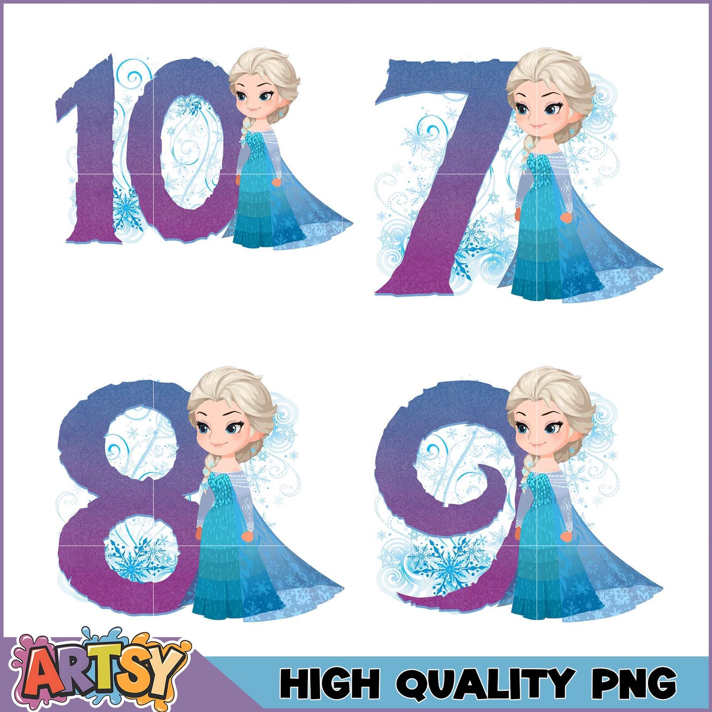 Frozen Princess Numbers PNG Bundle High Quality