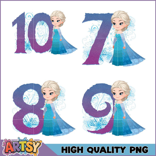 Frozen Princess Numbers PNG Bundle High Quality