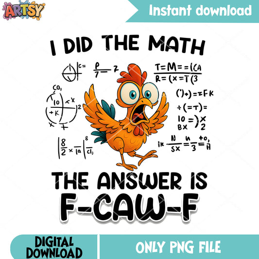 Fucking nerd tiny chicken png, math symbols png, f caw f png