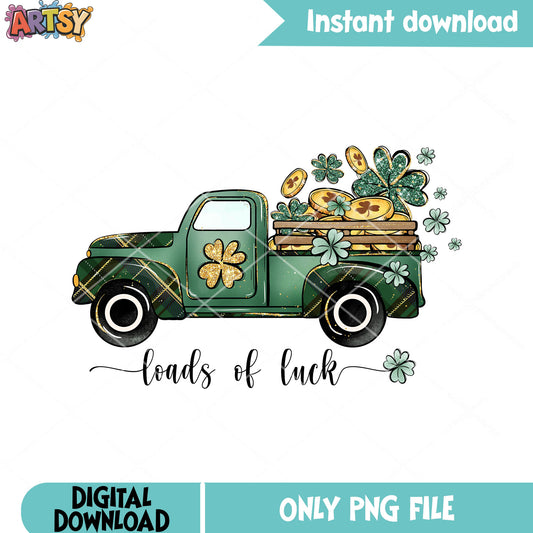 Full luck on the truck png, four leaf clover png, saint patrick day png