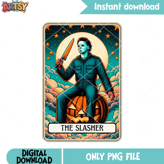 Full moon night serial killer png, bloody knife png, Michaej myers png