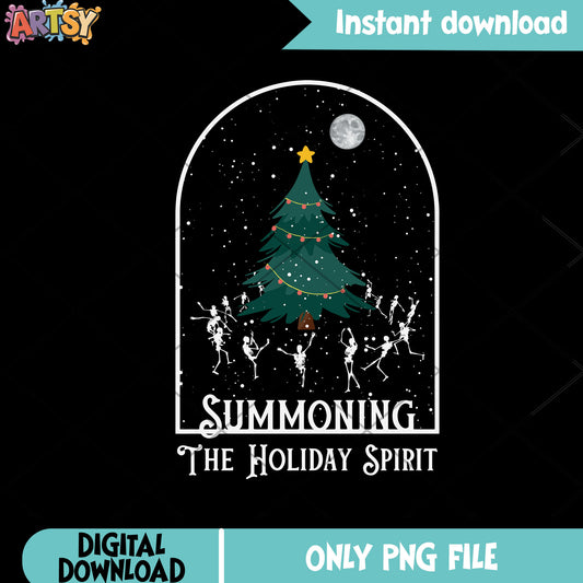 Full moon night xmas png, christmas tree png, christmas holidays png