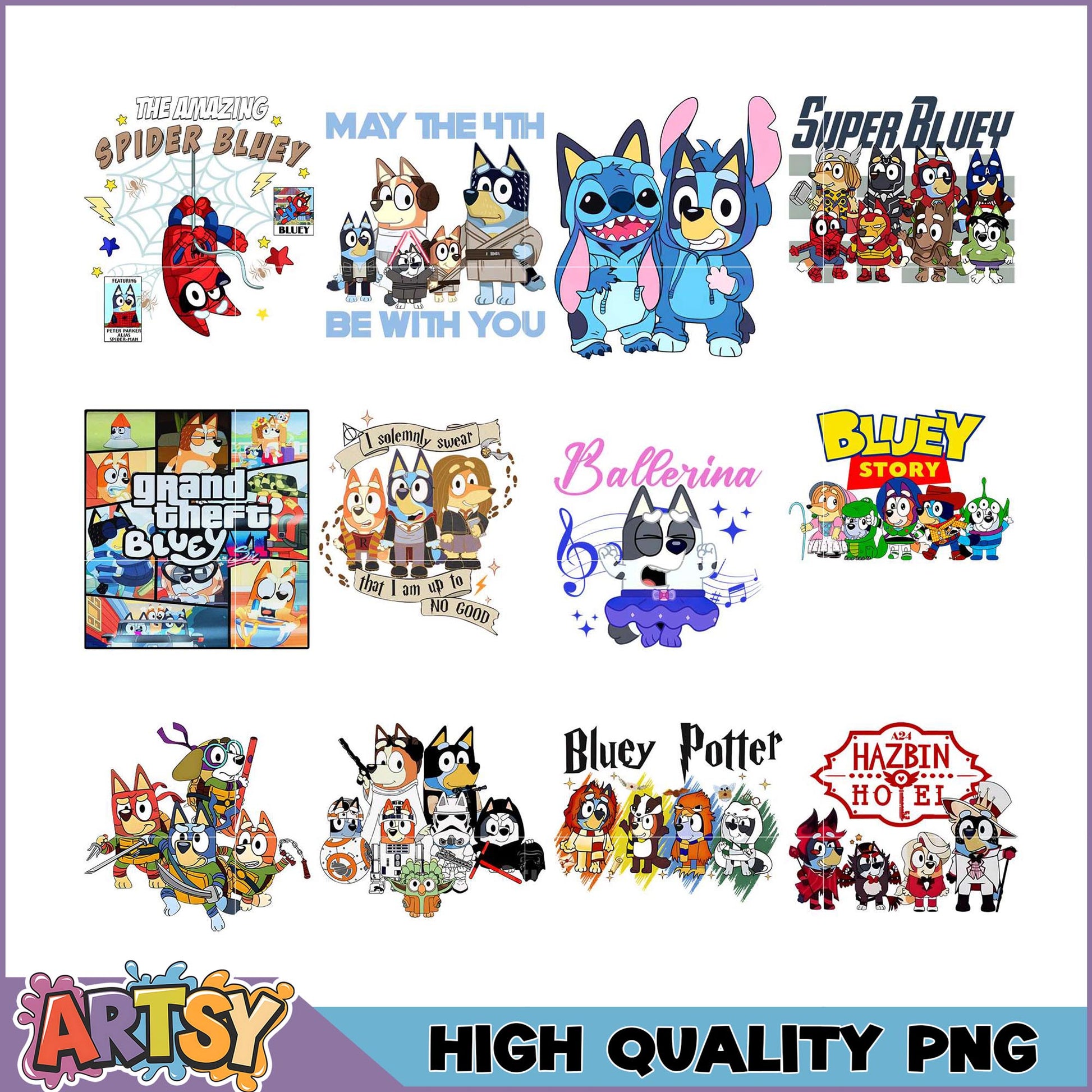 Fun Bluey Character PNG Bundle for Creative Projects