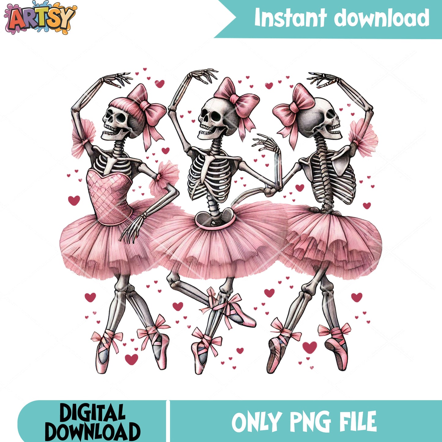 Funnu skeleton ballet png, valentine vibes png, valentine day png