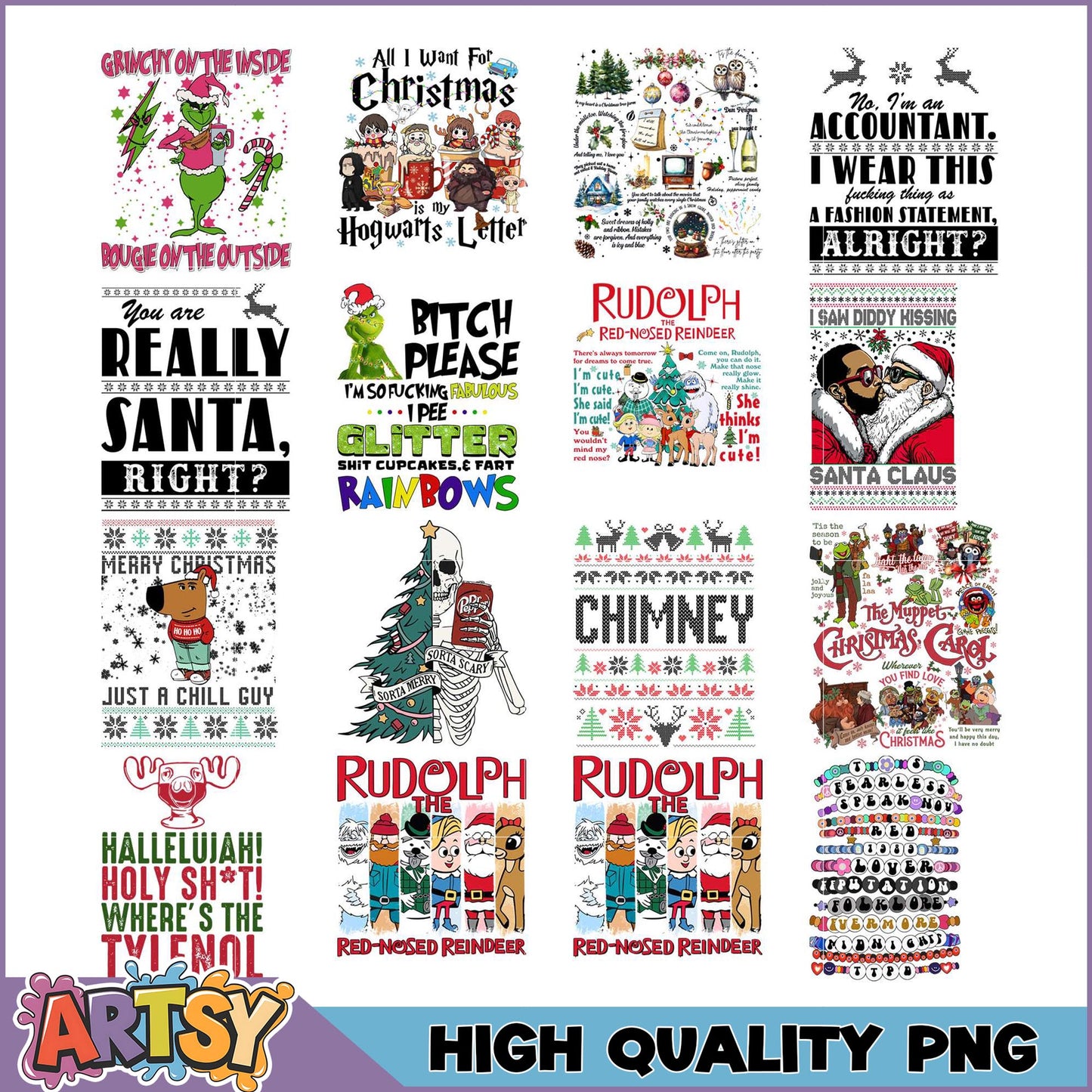 Funny Christmas PNG Bundle High Quality Designs