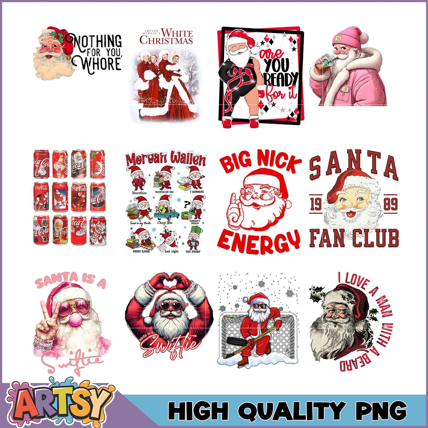 Funny Santa PNG Bundle High Quality Images