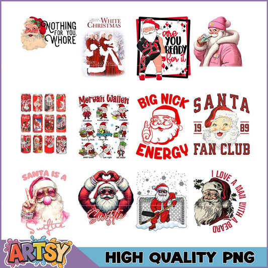 Funny Santa PNG Bundle High Quality Images