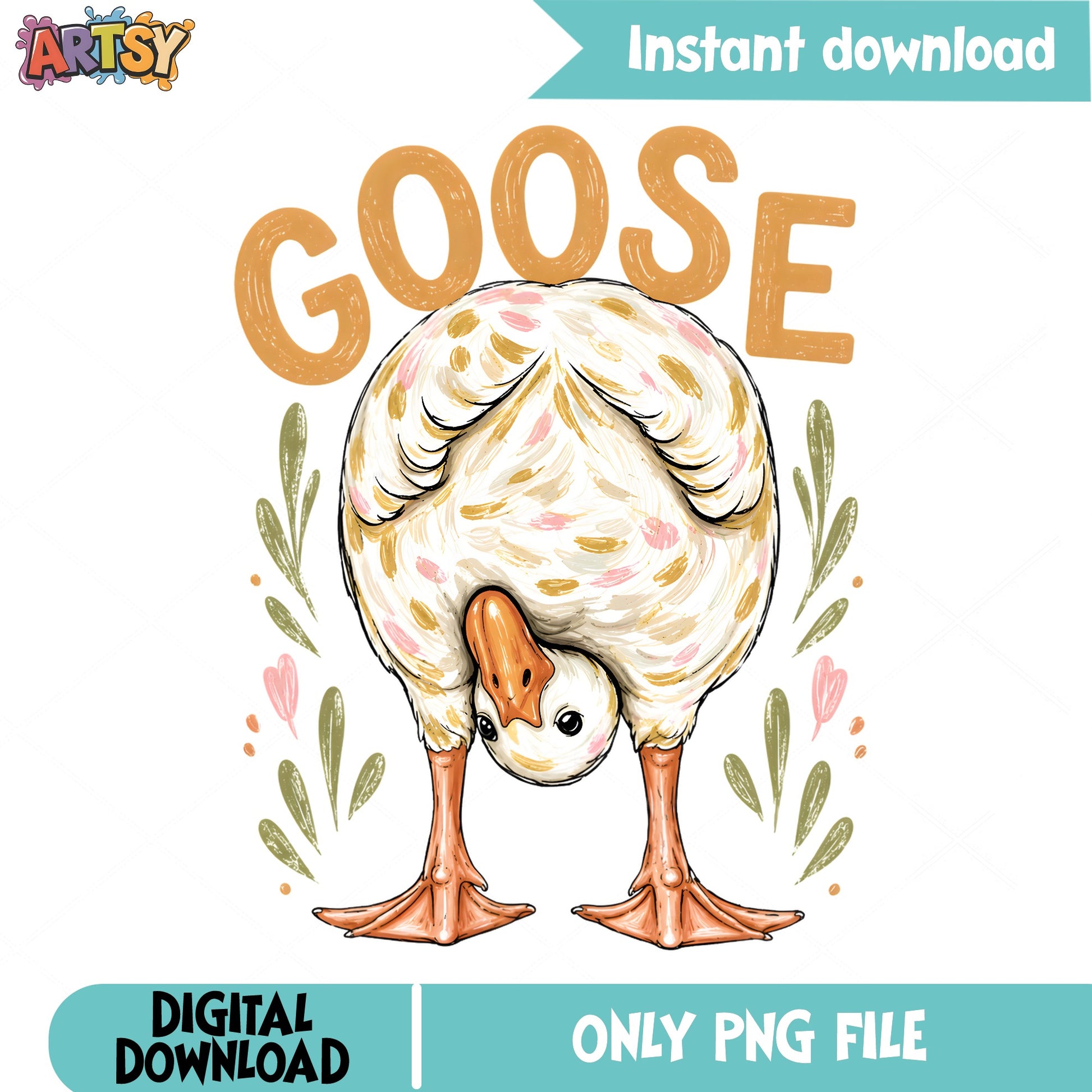 Funny Goose PNG Sublimation Design, Cute Farm Animal PNG, Goose PNG