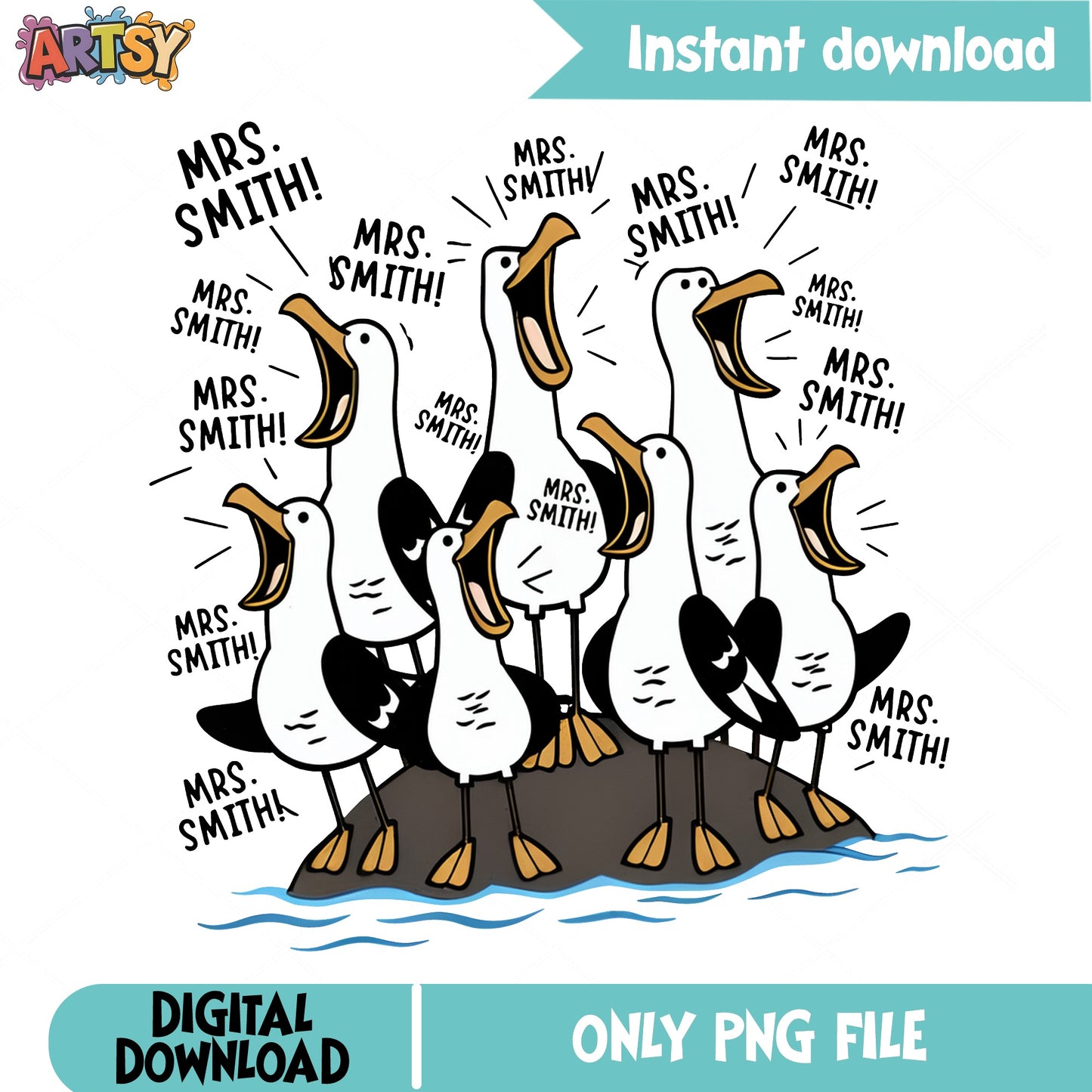 Funny Seagulls Screaming Teacher PNG, Teacher Life PNG, Back To School PNG