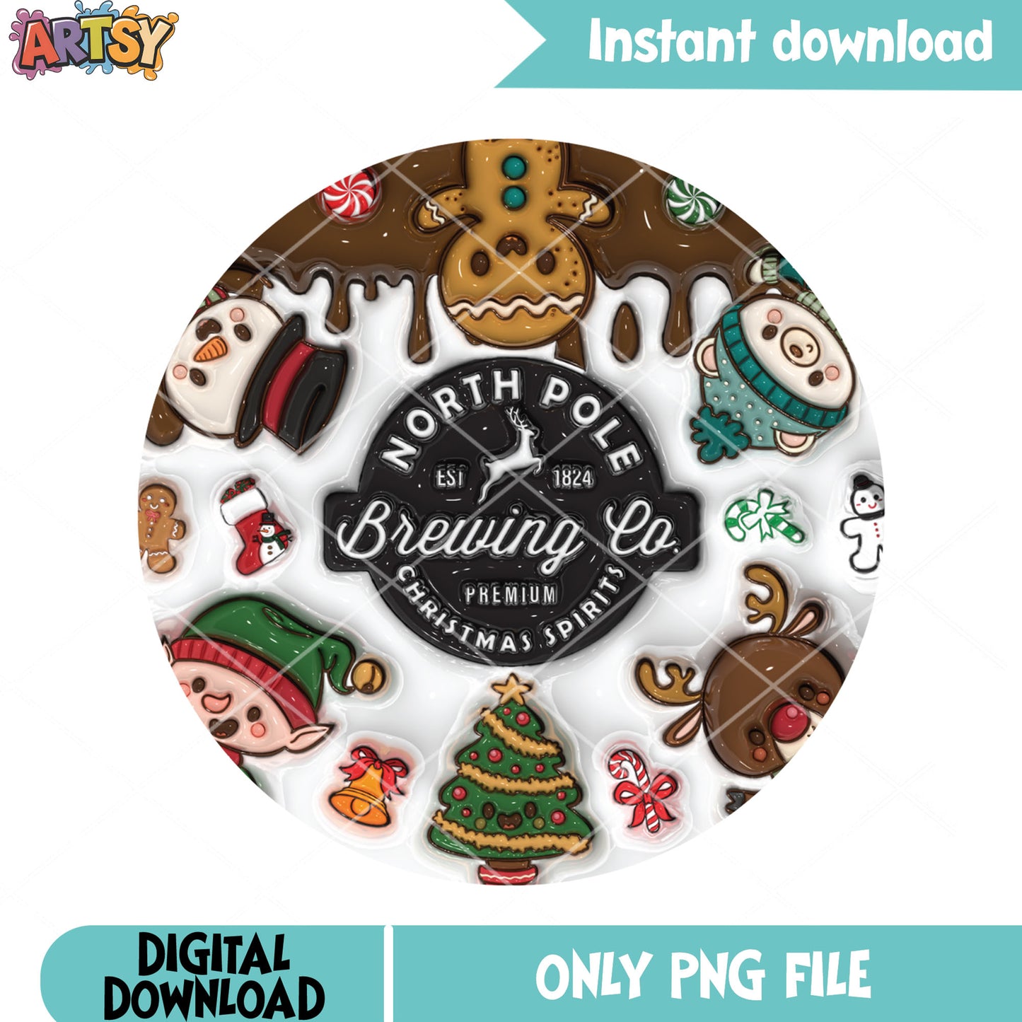 Funny christmas brewing png, label holiday png, party drinks png - Copy