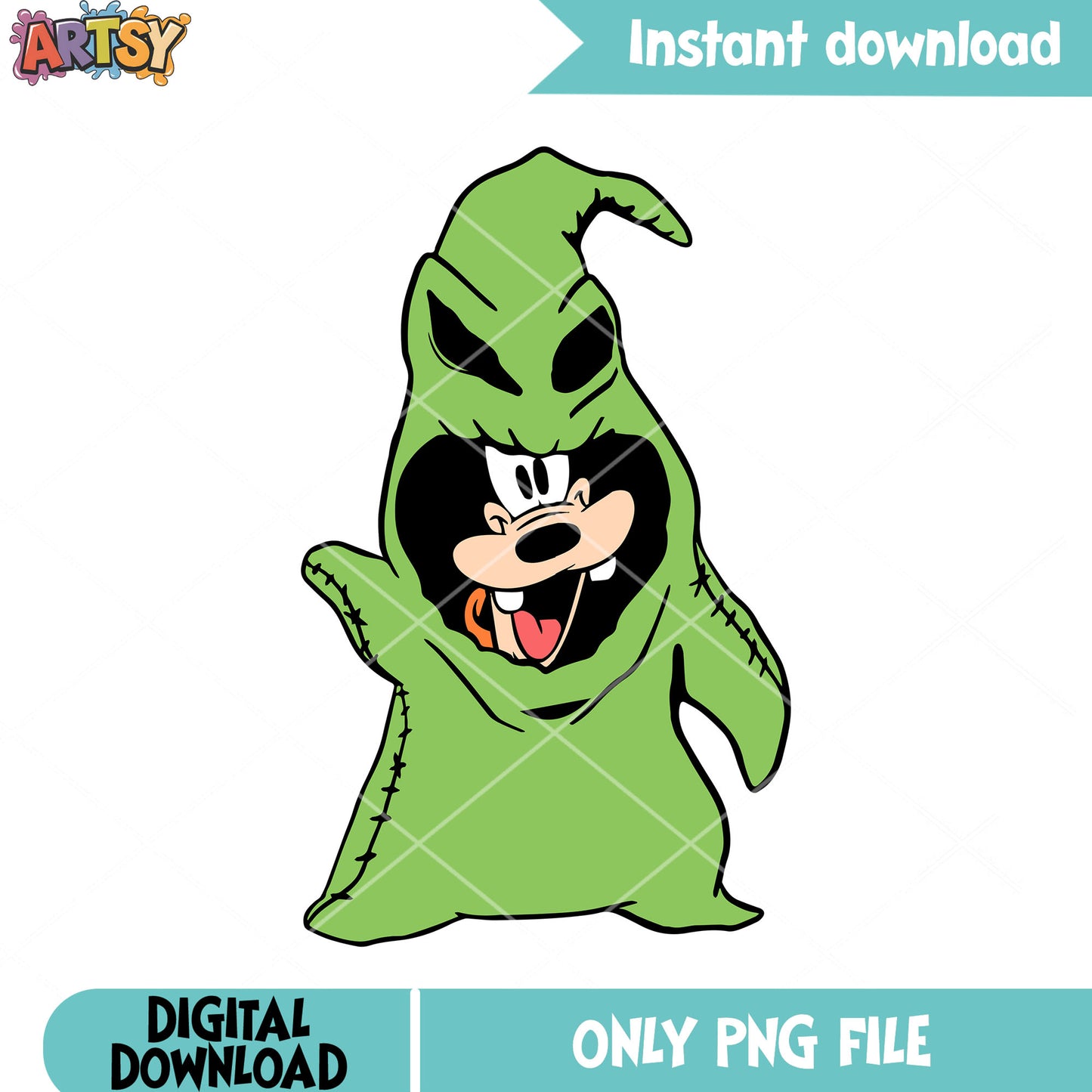 Funny dog goofy png, scary halloween png, oogie boogie monster png
