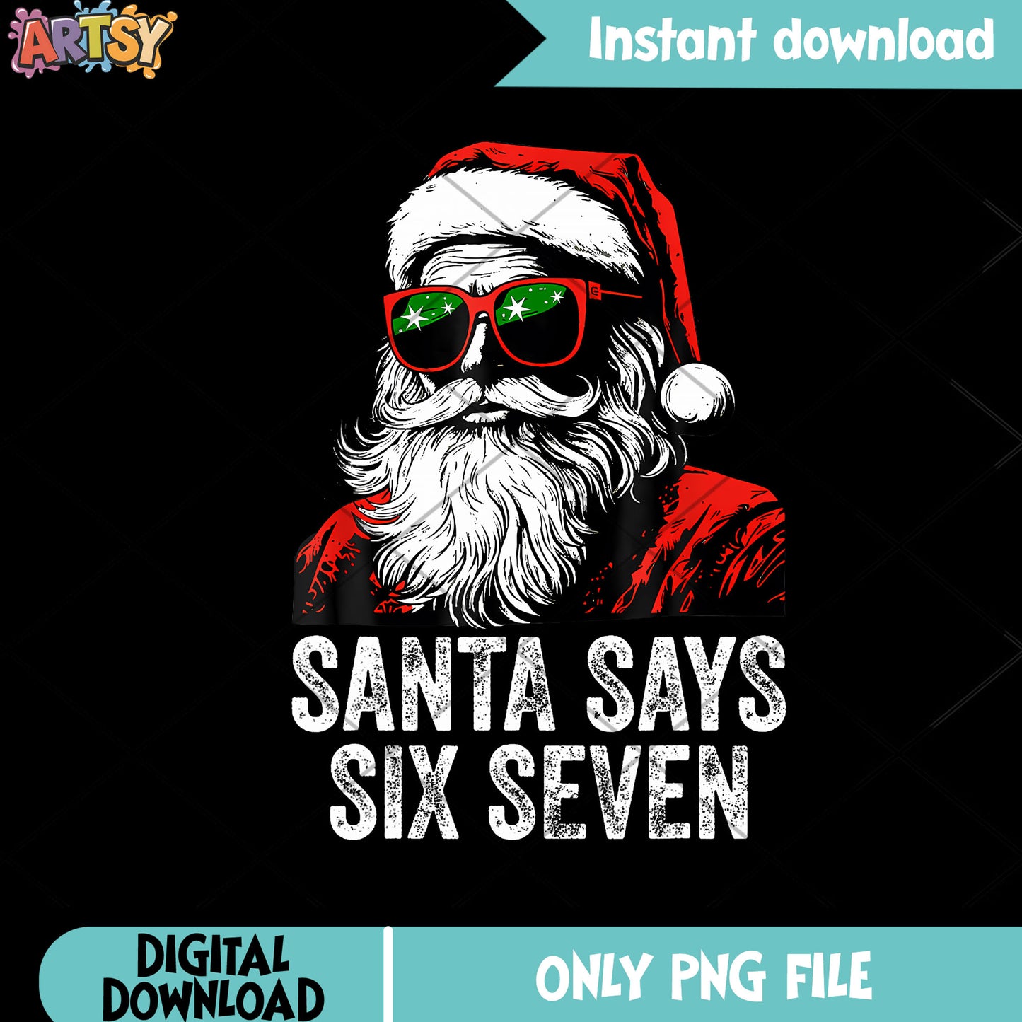 Funny meme six seven chrsitmas png, santa claus png, christmas​ png