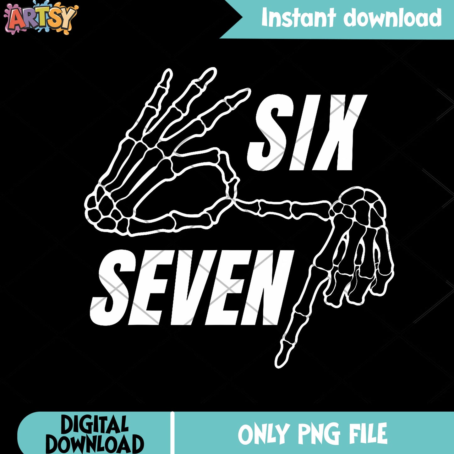 Funny meme six seven png, skeleton hand png, funny meme png