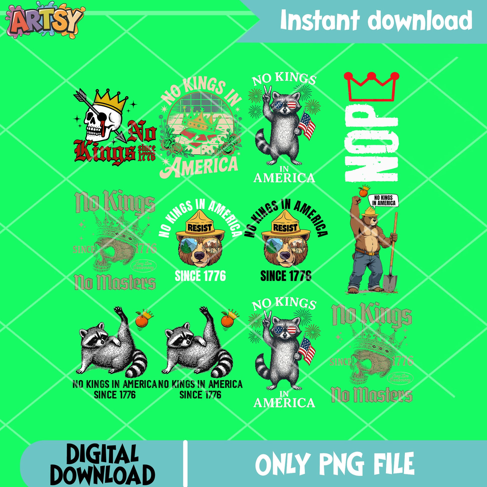 Funny no kings png bundle, no kings png, no kings day png