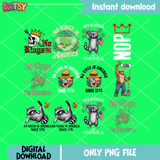 Funny no kings png bundle, no kings png, no kings day png
