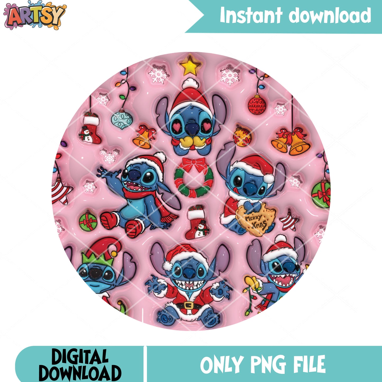 Funny stitch santa hat png, girl cristmas blue png, girl oliday png