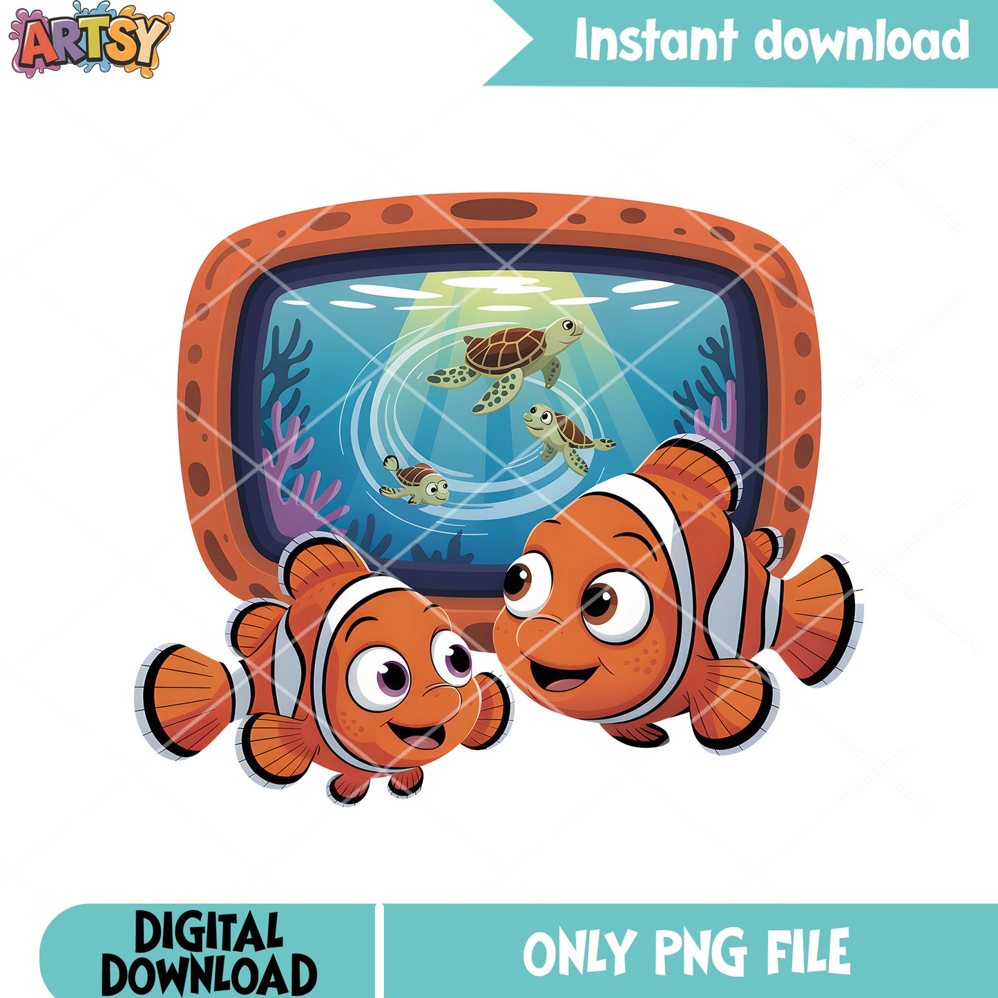 Funny turtle with nemo marlin png, turtle crush png, finding nemo png