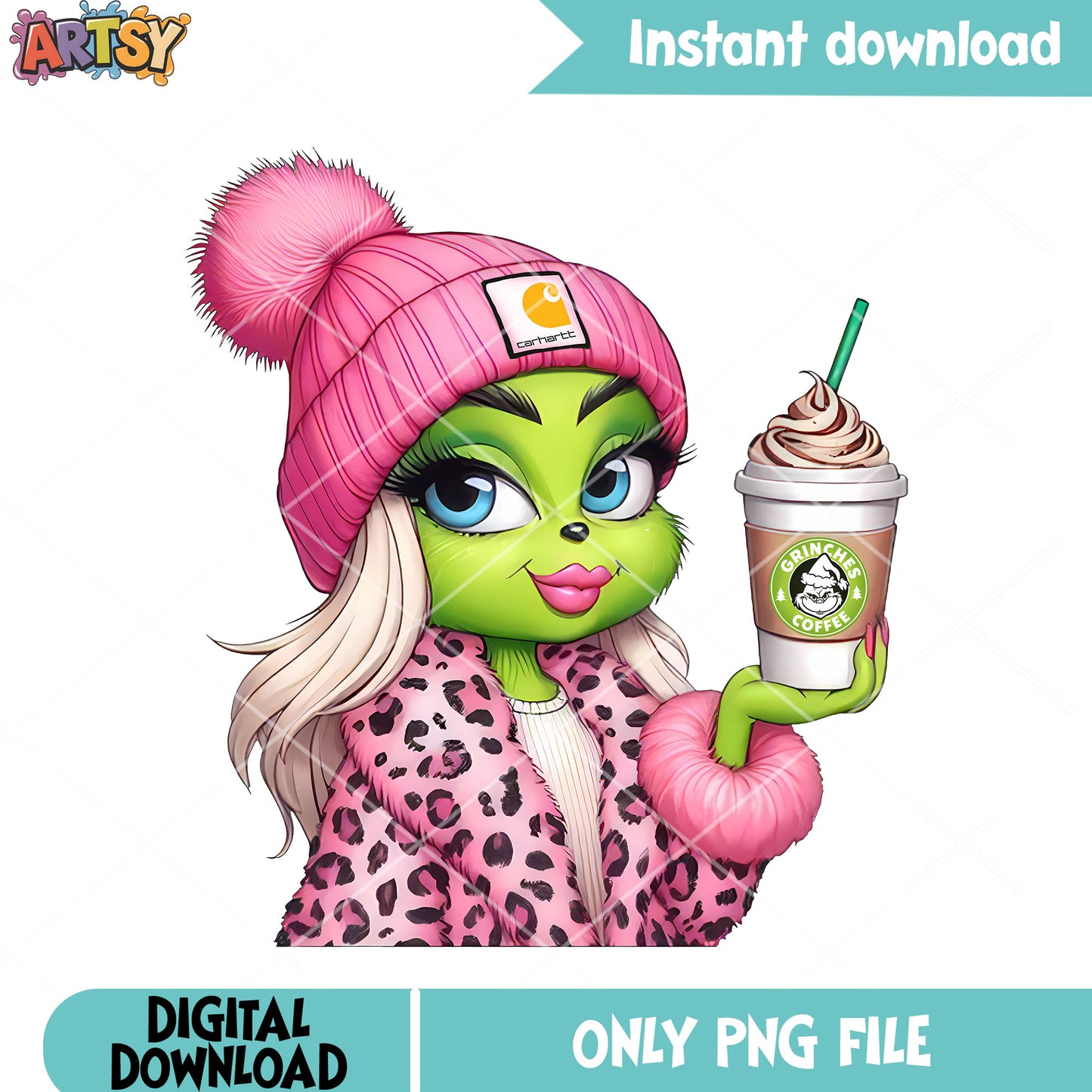 Fuzzy jacket grinch pink png, christmas vibes png, the grinch png