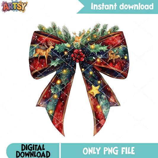 Galaxy Tree christmas png, christmas bow png, christmas reindeer png