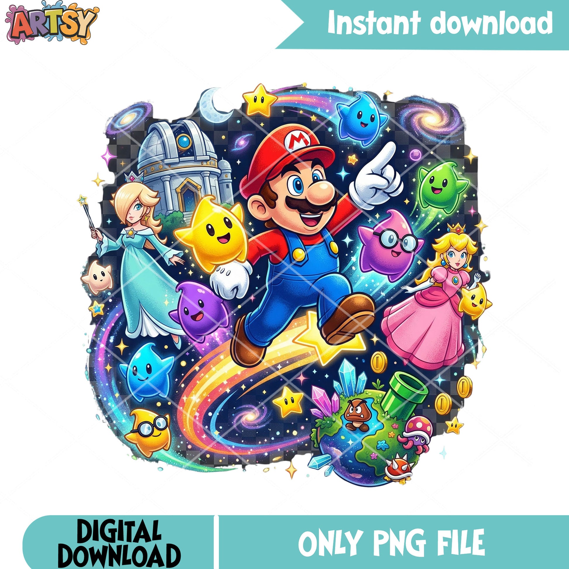 Galaxy black hole mario png, galaxy vibes png, rosalina princess png