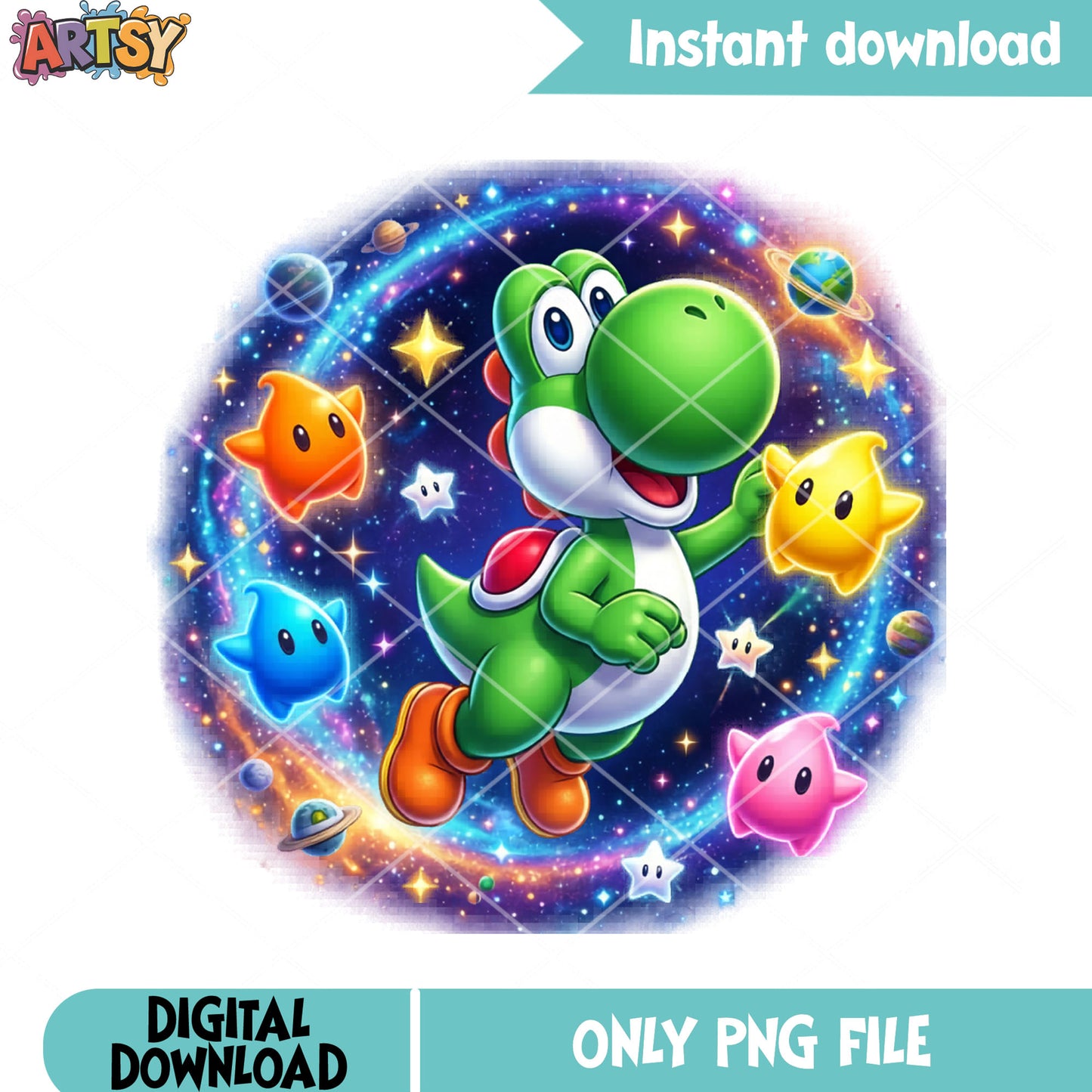 Galaxy luma yoshi png, mario yoshi png, super mario galaxy png