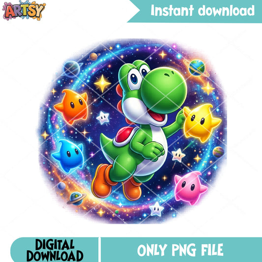 Galaxy luma yoshi png, mario yoshi png, super mario galaxy png