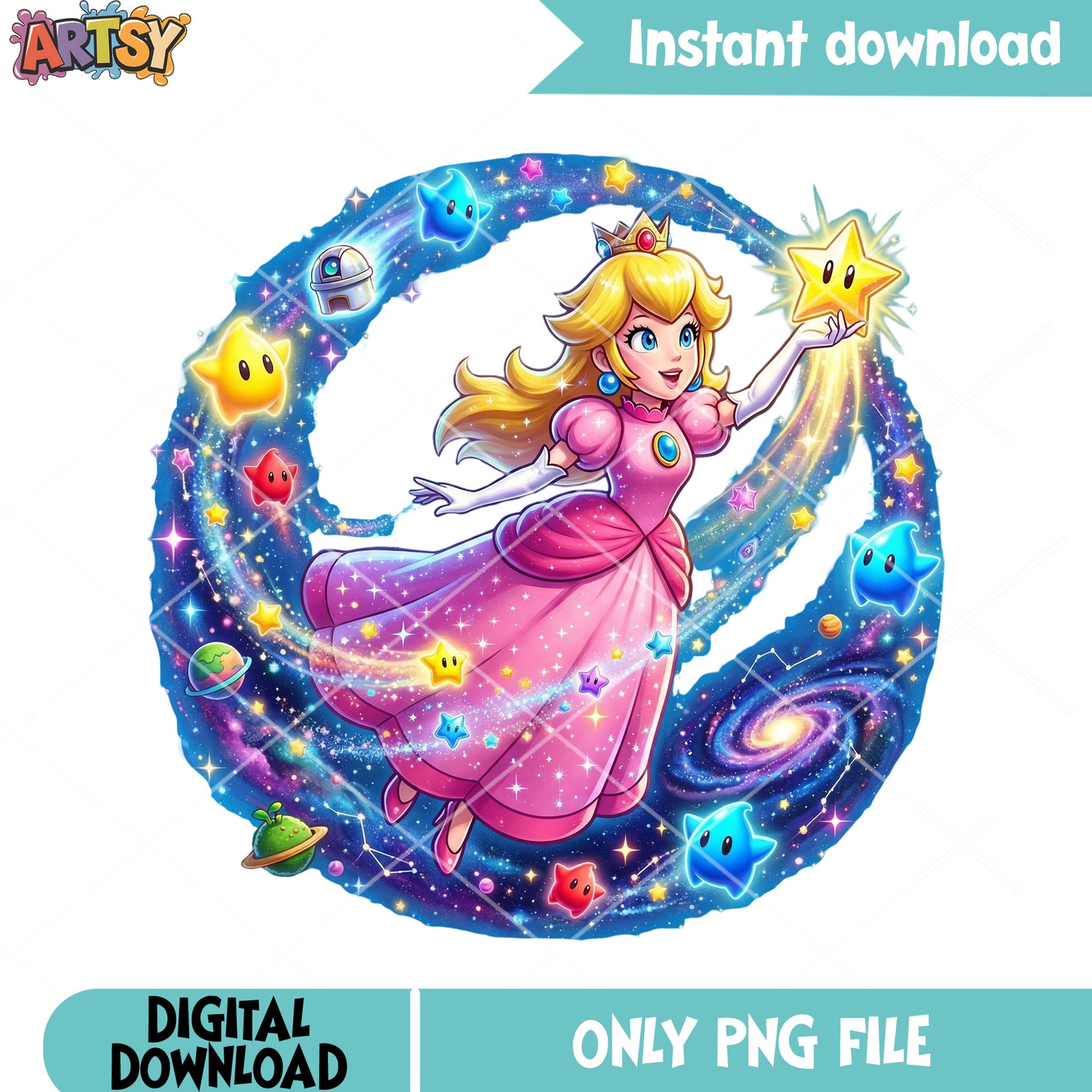 Galaxy meteoroid peach png, super mario galaxy png, mario bros png