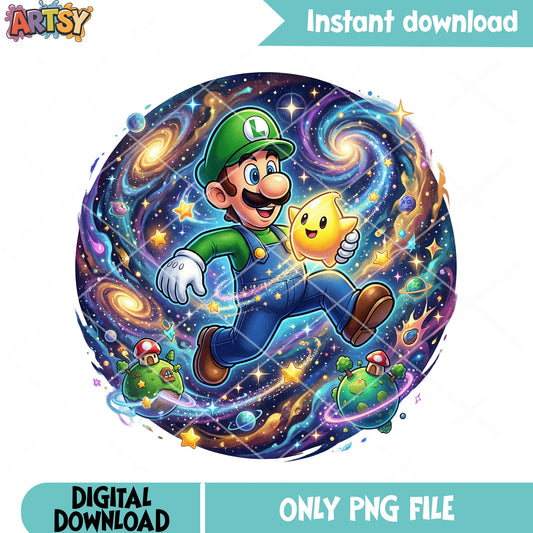 Galaxy poster luigi png, super luigi galaxy png, nintendo games png