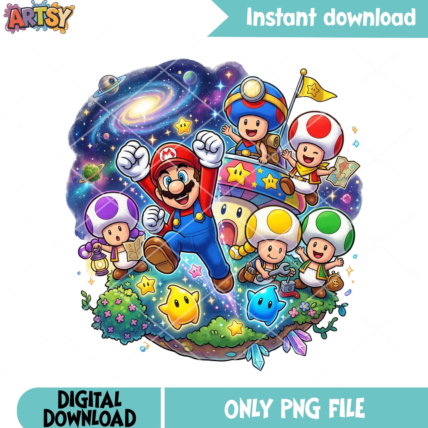 Galaxy toad mario vibes png, toad mario png, galaxy vibes png