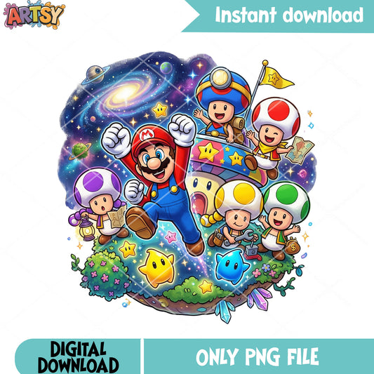 Galaxy toad mario vibes png, toad mario png, galaxy vibes png