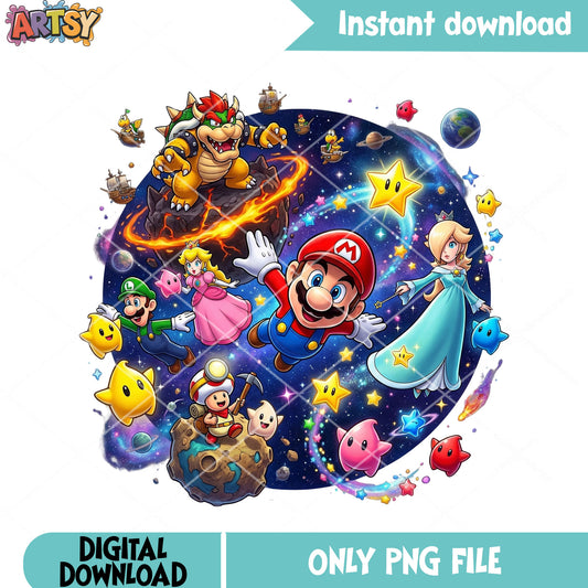 Galaxy toad peach rosalina png, super mario galaxy png, luigi mario png