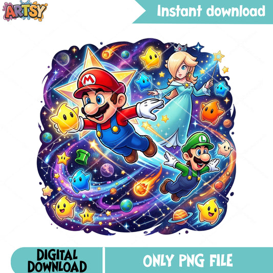 Galaxy vibes mario luigi png, mario luigi png, super mario galaxy png