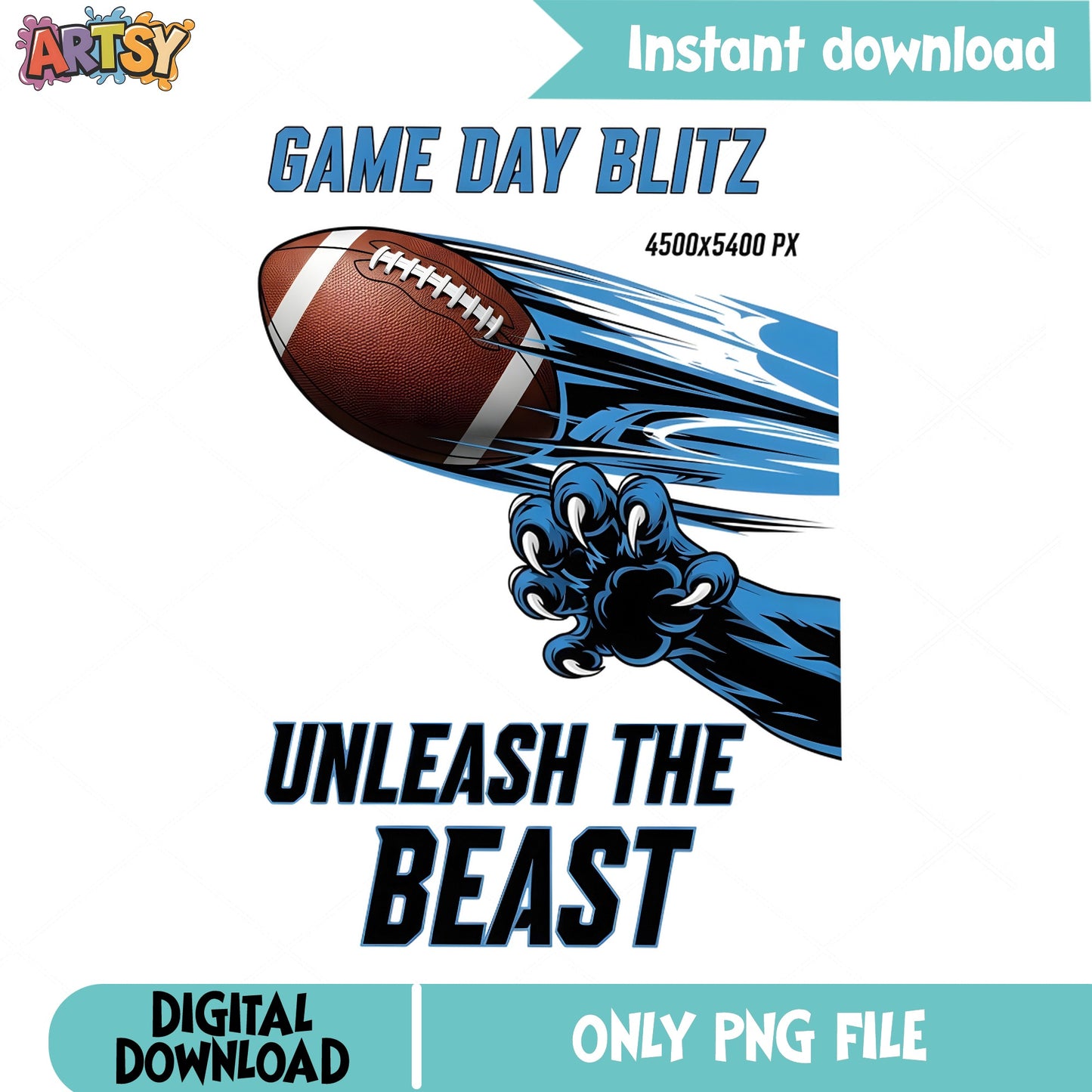Game Day Blitz Football PNG, Unleash The Beast PNG, Football PNG
