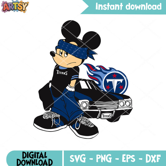 Gangster mickey mouse svg, tennessee svg, nfl teams svg