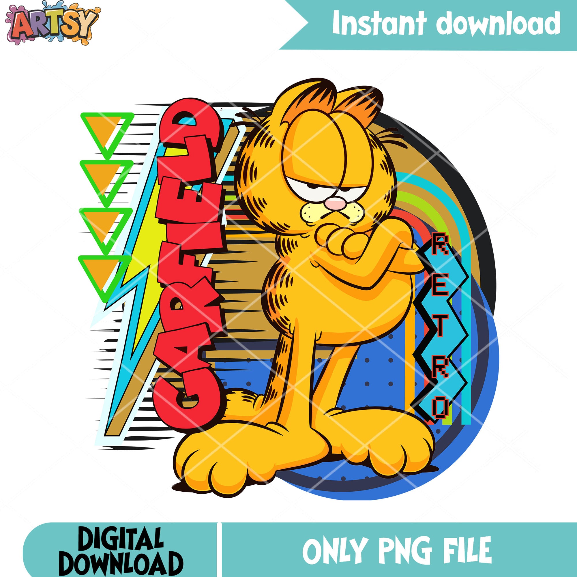 Garfield retro png, classic cartoon png, retro style png – Artsysvg