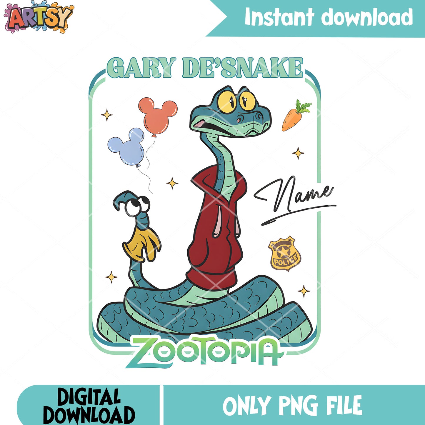 Gary de snake funny png, costume hoodie png, so cute design png