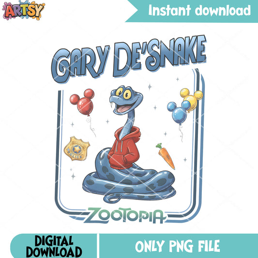 Gary de snake so cute png, police meme cartoon png, red hoodie png
