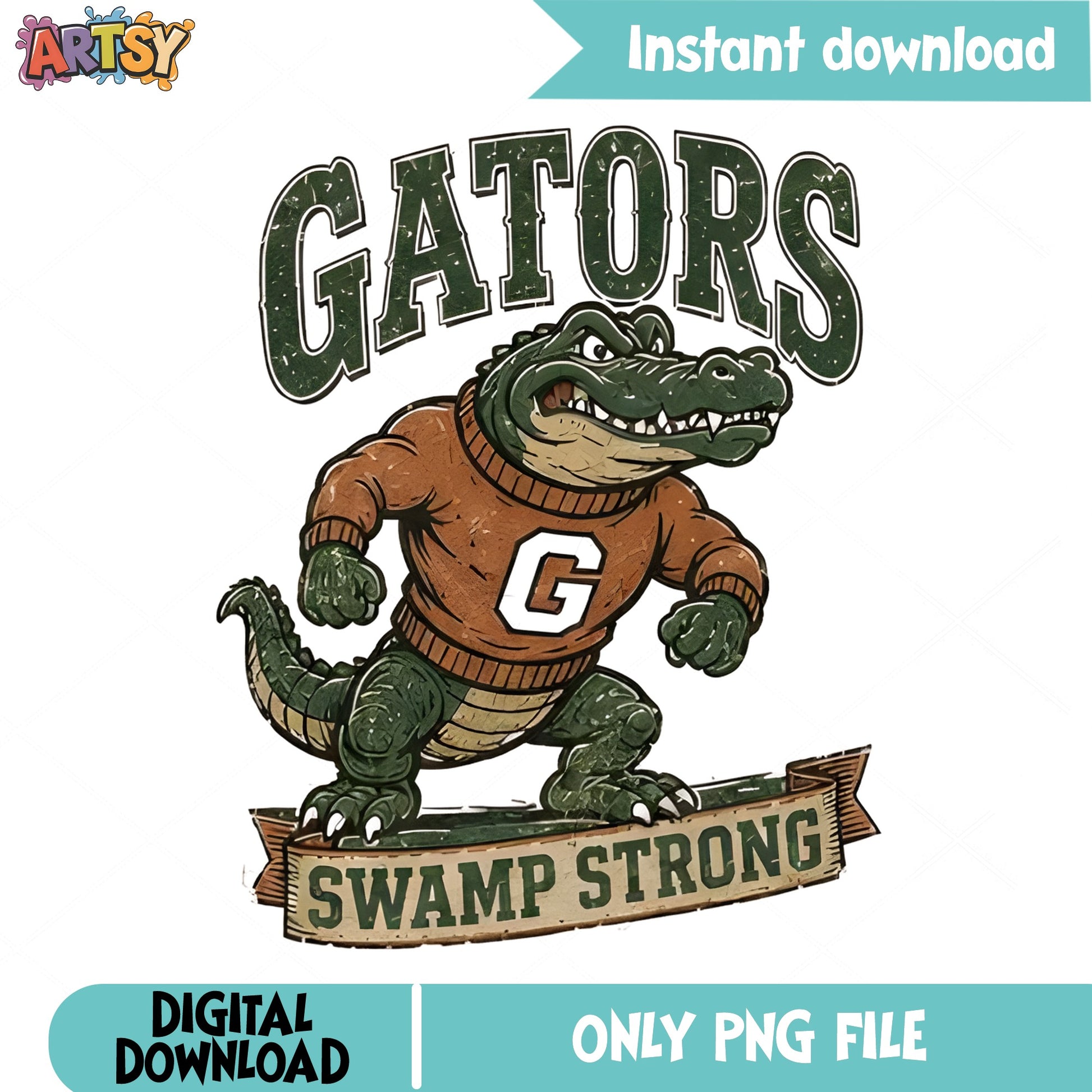 Gators Swamp Strong PNG, Alligator Mascot PNG, Football Team PNG