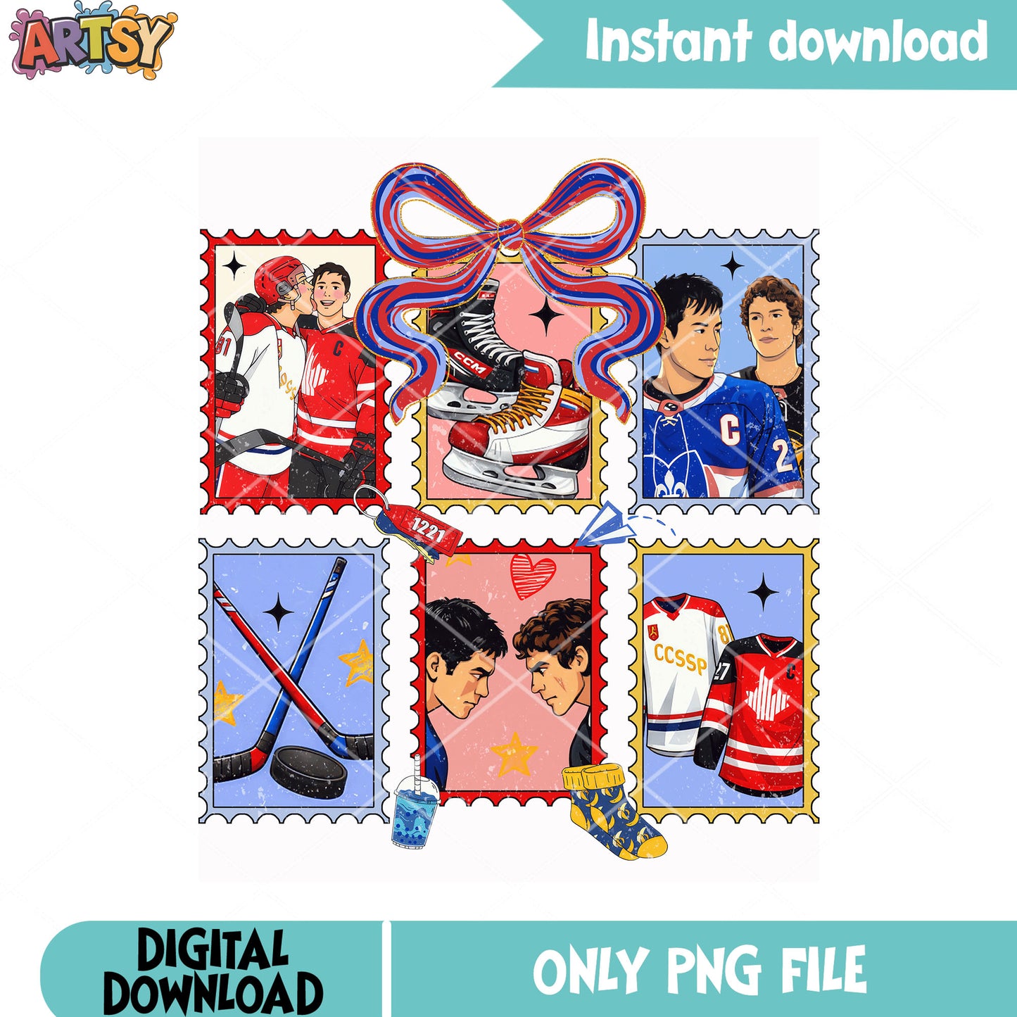 Gay love stamp hockey png, hollanov rozanov png, heated rivalry png