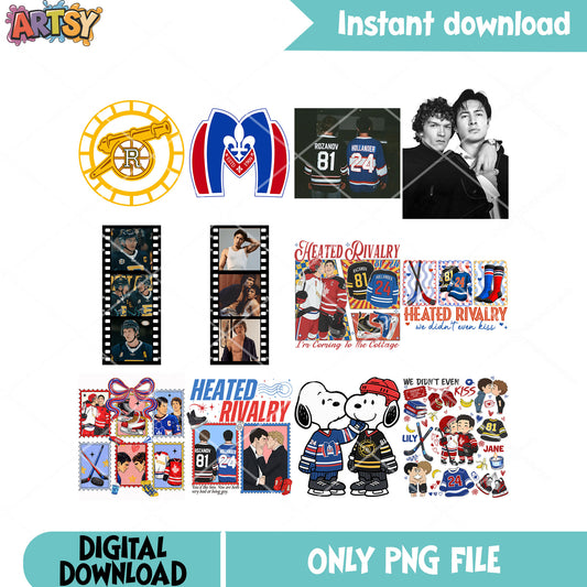 Gay snoopy hockey vibes png bundle, heated rivalry png, lgbt movie gifts png